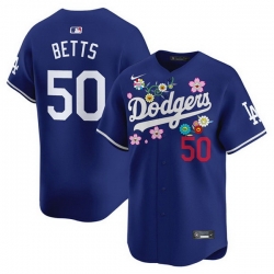 Men Los Angeles Dodgers 50 Mookie Betts Royal Takashi Murakami 2025 Vapor Limited Stitched Baseball Jersey
