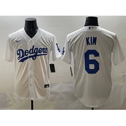 Men Los Angeles Dodgers 6 Hyeseong Kim White Cool Base Stitched Baseball Jersey