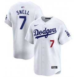 Men Los Angeles Dodgers 7 Blake Snell White 2024 Home Limited Stitched Baseball Jersey