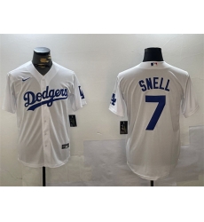 Men Los Angeles Dodgers 7 Blake Snell White Cool Base Stitched Baseball Jersey