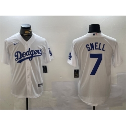 Men Los Angeles Dodgers 7 Blake Snell White Cool Base Stitched Baseball Jersey