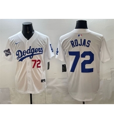 Men Los Angeles Dodgers 72 Miguel Rojas White 2025 World Series Champions Patch Limited Stitched Baseball Jersey