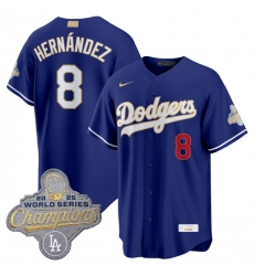 Men Los Angeles Dodgers  8 Enrique Hernandez Royal 2026 Alternate Gold Collection Stadium Stitched Baseball Jersey