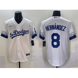 Men Los Angeles Dodgers 8 Enrique Hernandez White City Connect Cool Base Stitched Jersey