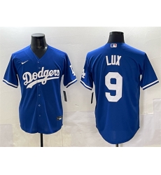 Men Los Angeles Dodgers 9 Gavin Lux Blue Cool Base Stitched Baseball Jersey