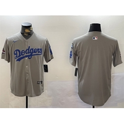 Men Los Angeles Dodgers Blank Grey 2024 World Series Champions With Fernando Memorial Patch Limited Stitched Baseball Jersey