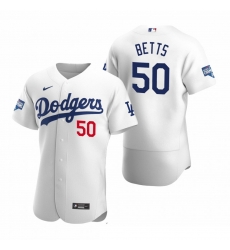 Men Los Angeles Dodgers Mookie Betts White 2020 World Series Champions Flex Base Jersey