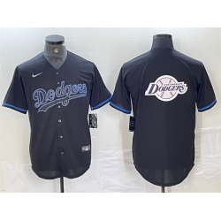 Men Los Angeles Dodgers Team Big Logo Black Fashion Stitched Baseball Jersey 003