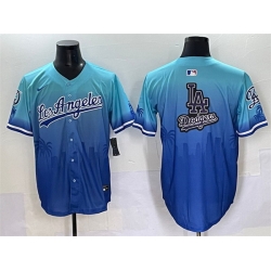 Men Los Angeles Dodgers Team Big Logo Blue Limited Stitched Baseball Jersey 2