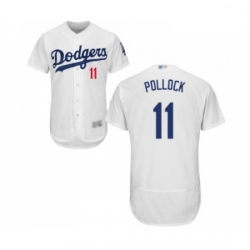 Mens Los Angeles Dodgers 11 A J Pollock White Home Flex Base Authentic Collection Baseball Jersey