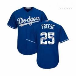 Mens Los Angeles Dodgers 25 David Freese Authentic Royal Blue Team Logo Fashion Cool Base Baseball Jersey 