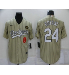 Men's Los Angeles Dodgers #8 #24 Kobe Bryant Cream Pinstripe Stitched MLB Cool Base Nike Jersey