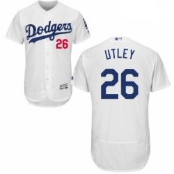 Mens Majestic Los Angeles Dodgers 26 Chase Utley White Home Flex Base Authentic Collection MLB Jersey