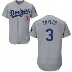 Mens Majestic Los Angeles Dodgers 3 Chris Taylor Gray Alternate Flex Base Authentic Collection MLB Jersey