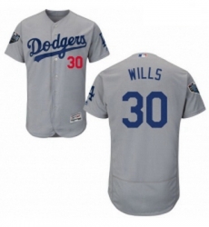 Mens Majestic Los Angeles Dodgers 30 Maury Wills Gray Alternate Flex Base Authentic Collection 2018 World Series Jersey 