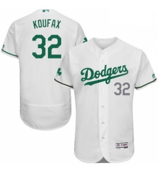 Mens Majestic Los Angeles Dodgers 32 Sandy Koufax White Celtic Flexbase Authentic Collection MLB Jersey