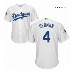 Mens Majestic Los Angeles Dodgers 4 Babe Herman Replica White Home 2017 World Series Bound Cool Base MLB Jersey