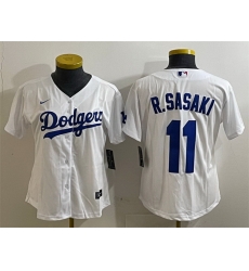 Women Los Angeles Dodgers 11 Roki Sasaki White Cool Base Stitched Baseball Jersey 