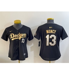 Women Los Angeles Dodgers 13 Max Muncy Black Gold Limited Stitched Baseball Jersey 28Run Small 29