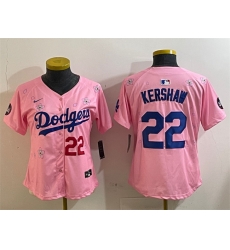 Women Los Angeles Dodgers 22 Clayton Kershaw Pink 2025 Tokyo Series Limited Stitched Baseball Jersey Women Los Angeles Dodgers 22 Clayton Kershaw Pink 2025 Tokyo Series Limited Stitched Baseball Jersey