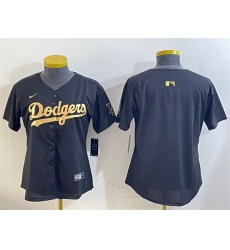 Women Los Angeles Dodgers Blank Black Gold Limited Stitched Baseball Jersey 28Run Small 29