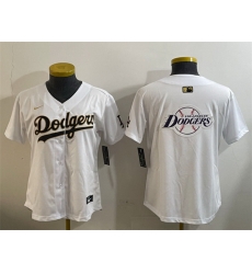 Women Los Angeles Dodgers Team Big Logo White Gold Home Limited Stitched Baseball Jersey 28Run Small 29