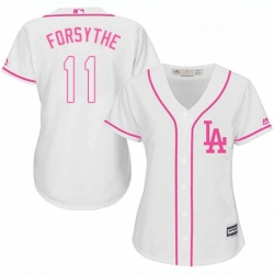 Womens Majestic Los Angeles Dodgers 11 Logan Forsythe Replica White Fashion Cool Base MLB Jersey 