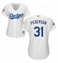 Womens Majestic Los Angeles Dodgers 31 Joc Pederson Replica White Home 2017 World Series Bound Cool Base MLB Jersey