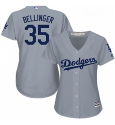 Womens Majestic Los Angeles Dodgers 35 Cody Bellinger Replica Grey Road Cool Base MLB Jersey