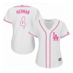 Womens Majestic Los Angeles Dodgers 4 Babe Herman Authentic White Fashion Cool Base MLB Jersey