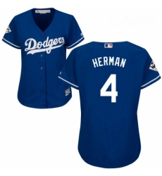 Womens Majestic Los Angeles Dodgers 4 Babe Herman Replica Royal Blue Alternate 2017 World Series Bound Cool Base MLB Jersey