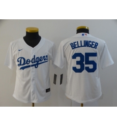 Youth Dodgers 35 Cody Bellinger White Youth 2020 Nike Cool Base Jersey