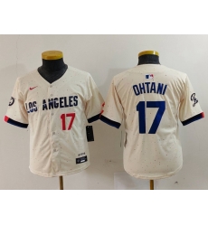 Youth Los Angeles Dodgers 17  Shohei Ohtani Cream Stitched Baseball Jersey 3