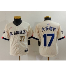 Youth Los Angeles Dodgers 17  Shohei Ohtani Cream Stitched Baseball Jersey 5