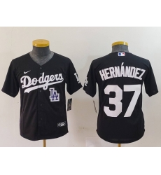 Youth Los Angeles Dodgers 37 Teoscar Hernandez Black Stitched Baseball Jersey 5