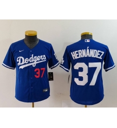 Youth Los Angeles Dodgers 37 Teoscar Hernandez Blue Stitched Baseball Jersey 1