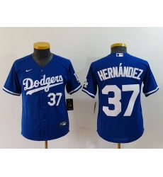 Youth Los Angeles Dodgers 37 Teoscar Hernandez Blue Stitched Baseball Jersey 2