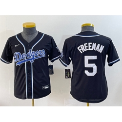 Youth Los Angeles Dodgers 5 Freddie Freeman Black Stitched Baseball Jersey