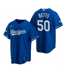 Youth Los Angeles Dodgers 50 Mookie Betts Royal 2020 World Series Champions Replica Jersey