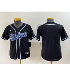 Youth Los Angeles Dodgers Blank Black Stitched Baseball Jersey 2