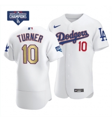 Youth Los Angeles Dodgers Justin Turner 10 Gold Program Designed Edition White Flex Base Stitched Jersey