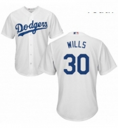 Youth Majestic Los Angeles Dodgers 30 Maury Wills Replica White Home Cool Base MLB Jersey