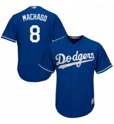 Youth Majestic Los Angeles Dodgers 8 Manny Machado Authentic Royal Blue Alternate Cool Base MLB Jersey 