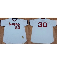 Men Los Angeles Angels Nolan Ryan #30 Mitchell Ness Home White Stitched Jersey