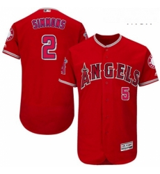 Mens Majestic Los Angeles Angels of Anaheim 2 Andrelton Simmons Authentic Red Alternate Cool Base MLB Jersey