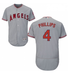 Mens Majestic Los Angeles Angels of Anaheim 4 Brandon Phillips Grey Flexbase Authentic Collection MLB Jersey