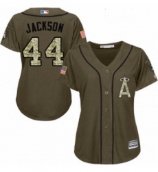 Womens Majestic Los Angeles Angels of Anaheim 44 Reggie Jackson Authentic Green Salute to Service MLB Jersey