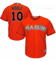 Mens Majestic Miami Marlins 10 JT Riddle Replica Orange Alternate 1 Cool Base MLB Jersey 