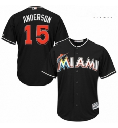 Mens Majestic Miami Marlins 15 Brian Anderson Replica Black Alternate 2 Cool Base MLB Jersey 