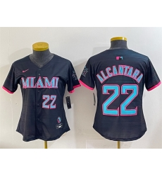 Women Miami Marlins 22 Sandy Alcantara Black 2025 City Connect Limited Stitched Baseball Jersey
